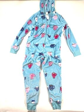 New Munki Munki Plush Fleece One Piece Pajamas Hooded